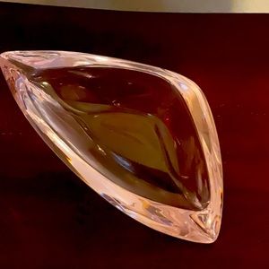 Pink Crystal Dish 7.5” x 4”. Perfect Condition.